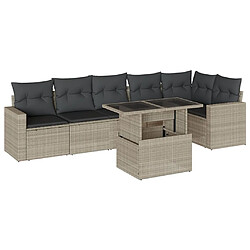 vidaXL Salon de jardin avec coussins 7 pcs gris clair résine tressée