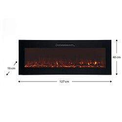 Acheter Cheminée Électrique Murale Encastrable 2000W Kekai Oregon 127x16x48 cm Noir avec Simulation de Feu Télécommande pour Intérieur