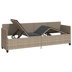 Acheter Maison Chic Chaise longue avec coussins, Transats, Bain de Soleil gris clair résine tressée