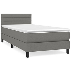 Maison Chic Lit Adulte - Lit simple Lit à sommier tapissier et matelas moelleux - Meuble de Chambre - Gris foncé 90x190 cm Tissu -MN61612