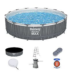 Piscine Hors Sol Bestway Steel Pro MAX Ø457x107 cm avec Épurateur à Cartouche 3.028 L/h, LED, Échelle et Couverture