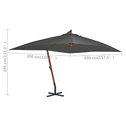 Acheter vidaXL Parasol de jardin en porte-à-faux avec mât en bois anthracite