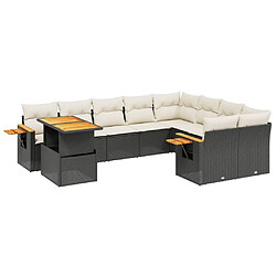 Maison Chic Salon de jardin 10 pcs avec coussins, Ensemble Tables et chaises d'extérieur noir résine tressée -GKD711445