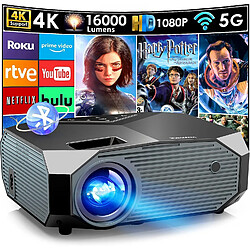 KILISKY Videoprojecteur Wifi Bluetooth 4K,16000 Lumens,Full HD Native 1080P,WiFi Bluetooth5.1 Vidéoprojecteur,Home Cinéma