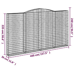 Acheter vidaXL Panier de gabions arqué 400x30x220/240 cm Fer galvanisé