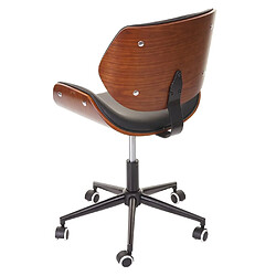 Decoshop26 Chaise fauteuil de bureau pivotante aspect noyer courbé hauteur réglable pivotante design rétro marron 04_0001858