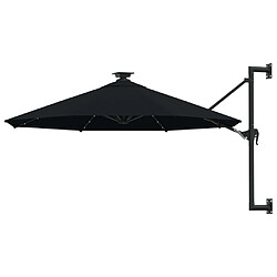 Maison Chic Parasol Jardin | Parasol mural avec mat métallique et LED 300 cm Noir - GKD58363