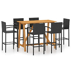 Maison Chic Table de bar et chaises d'extérieur 7 pcs,Ensemble de bar de jardin pour relax Noir -GKD144578