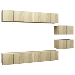 Maison Chic Meubles TV 8 pcs | Banc TV Moderne pour salon | Meuble de Rangement Chêne sonoma Aggloméré -MN24678