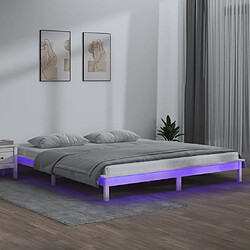 vidaXL Cadre de lit à LED sans matelas blanc 150x200 cm bois massif 