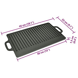 vidaXL Plancha en fonte réversible 2 pcs 38x23 cm pas cher