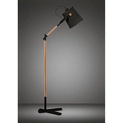 Luminaire Center Lampadaire Nordica avec Abat jour noir 1 Ampoule E27, noir mat/hêtre avec Abat jour noir