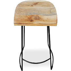 ICONIK INTERIOR Tabouret de bar design industriel - Bois et métal - 76 cm - Yaina Marron clair