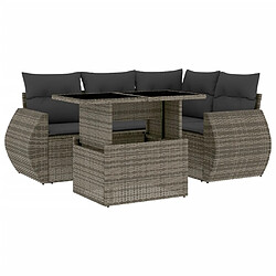 vidaXL Salon de jardin 5 pcs avec coussins gris résine tressée