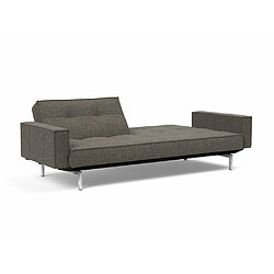 Avis Inside 75 INNOVATION LIVING Canapé SPLITBACK pieds chromé avec accoudoirs convertible lit 115*210 cm tissu Flastex Dark grey