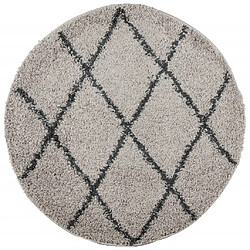 vidaXL Tapis shaggy à poils longs moderne beige et anthracite Ø 100 cm