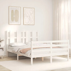 Avis Maison Chic Cadre/structure de lit avec tête de lit pour adulte - Lit Moderne Chambre blanc 140x190 cm bois massif -MN46752