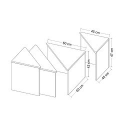 Helloshop26 Set de 4 Tables basses frederikshavn carrées gigognes effet chêne / anthracite 03_0008528