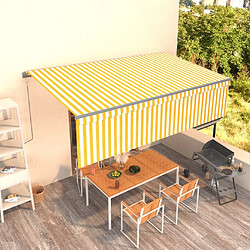 Maison Chic Store banne | Auvent rétractable de porte | Marquise Brise-soleil automatique avec store 5x3 m Jaune et blanc -GKD77343