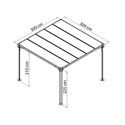 Gazébo tonnelle plate 9.5m² gris anthracite - 703728 - PALRAM