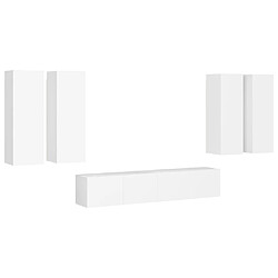 vidaXL Ensemble de meubles TV 6 pcs Blanc Bois d'ingénierie