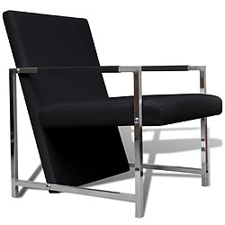 vidaXL Fauteuil avec pieds chromés Noir Similicuir