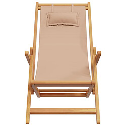 Avis vidaXL Chaise pliable de plage taupe bois d'eucalyptus massif et tissu