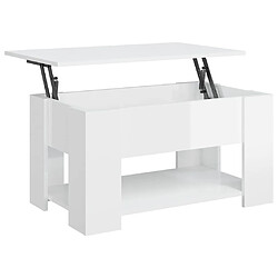 vidaXL Table basse blanc brillant 79x49x41 cm bois d'ingénierie