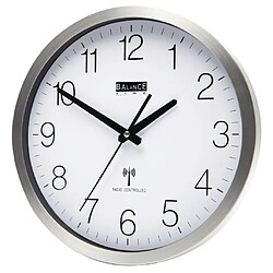 Alpexe Horloge murale Radio-contrôlée 30 cm Analogiques Argent/Blanc 