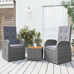 Maison Chic Ensemble de Salon de jardin 3 pcs - Table et chaises d'extérieur - Mobilier/Meubles de jardin Moderne gris poly rotin et acacia -MN15082