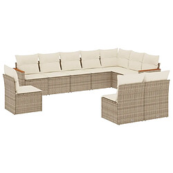 Maison Chic Salon de jardin avec coussins 10 pcs | Ensemble de Table et chaises | Mobilier d'Extérieur beige résine tressée -GKD71232