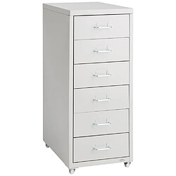 Helloshop26 Caisson de bureau 69 cm meuble en métal 6 tiroirs gris clair 08_0000394