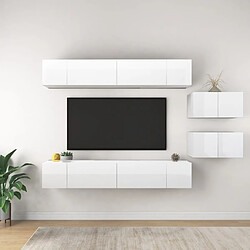 vidaXL Meubles TV 8 pcs Blanc brillant Bois d'ingénierie