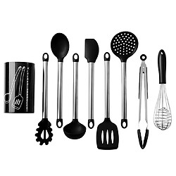 9pcs ustensiles de cuisine en silicone mis ustensiles de cuisine cuillère de cuisson avec support