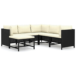 Maison Chic Salon de jardin 6 pcs + coussins - Mobilier/Meubles de jardin - Table et chaises d'extérieur Résine tressée Noir -MN96240