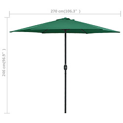 vidaXL Parasol de jardin et mât en aluminium 270x246 cm Vert pas cher