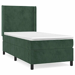 Maison Chic Lit adulte- Lit + matelas,Sommier à lattes de lit avec matelas Vert foncé 90x200 cm -GKD49165