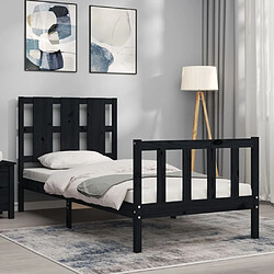 Avis Maison Chic Lit adulte - Cadre de lit et tête de lit,Structure du lit Contemporain pour chambre noir 100x200 cm bois massif -MN92118