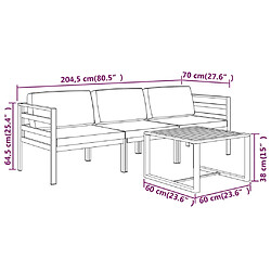 vidaXL Salon de jardin 4 pcs avec coussins Aluminium Anthracite pas cher