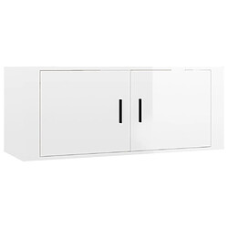 vidaXL Meuble TV mural Blanc brillant 100x34,5x40 cm