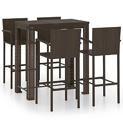 Maison Chic Jeu de bar de jardin 5pcs avec accoudoirs,Mobilier d'extérieur Résine tressée Marron -GKD621249