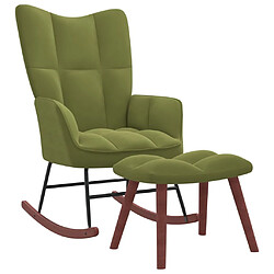 Maison Chic Chaise à bascule avec repose-pied | Fauteuil Relax Vert clair Velours -GKD83398