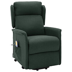 vidaXL Fauteuil de massage Vert foncé Tissu