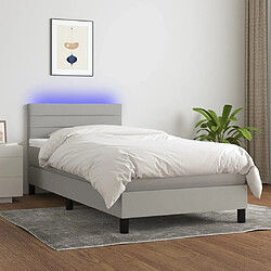 Sommier à lattes et LED,Cadre à lattes de lit avec matelas pour Adulte Gris clair 90x190cm -MN40052