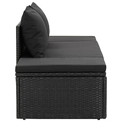 Acheter Helloshop26 Transat chaise longue bain de soleil lit de jardin terrasse meuble d'extérieur avec coussins résine tressée noir 02_0012547