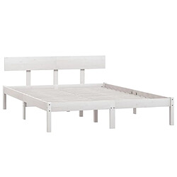 Avis Maison Chic Lit adulte - Lit simple Cadre de lit,Structure du lit Contemporain Blanc Bois de pin massif 120x190cm UK petit double -MN38360