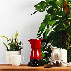 Livoo Cafetière italienne électrique Rouge et noir 6 tasses socle pivotant à 360° témoin lumineux