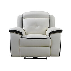 Avis Vente-Unique Fauteuil relax électrique en cuir ANGELIQUE - Blanc/anthracite