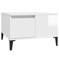 Maison Chic Table basse,Table Console Table d'appoint, Table pour salon blanc brillant 55x55x36,5 cm bois d'ingénierie -MN45466