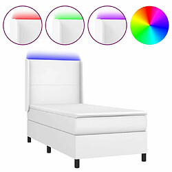 Sommier à lattes et matelas LED,Cadre à lattes de lit pour Adulte Blanc 90x190cm Similicuir -MN93722